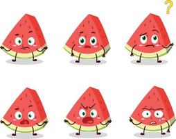 Cartoon character of slash of watermelon with what expression vector