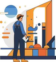 Architect conducting research and analysis illustration in doodle style vector
