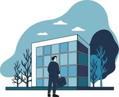 Architect designing buildings and structures illustration in doodle style vector