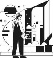 Architect conducting research and analysis illustration in doodle style vector