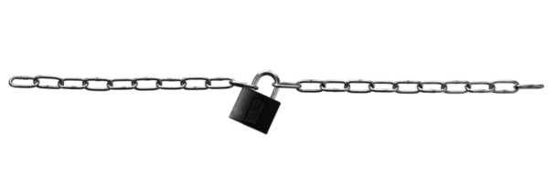 Two chains linked by a padlock isolated png