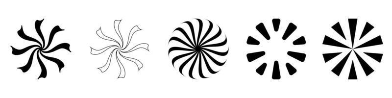 Icon set of Spiral and rotation circle design elements. Flat vector illustration