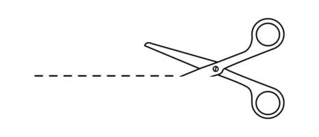 Scissors with dotted line. Outline vector illustration