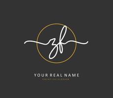 ZF Initial letter handwriting and  signature logo. A concept handwriting initial logo with template element. vector