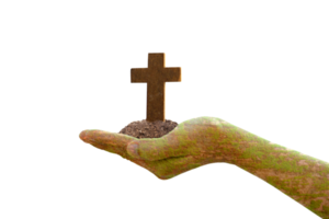 cross in human hands png