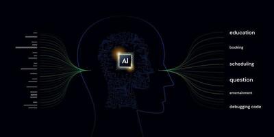 Abstract artificial intelligence. Virtual concept. Machine learning technology concept. vector