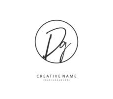 DG Initial letter handwriting and  signature logo. A concept handwriting initial logo with template element. vector
