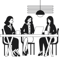 o negócio mulheres encontro dentro conferência quarto ilustração dentro rabisco estilo png