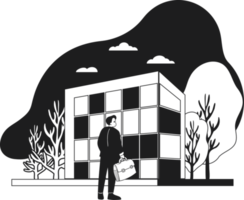 Architect designing buildings and structures illustration in doodle style png