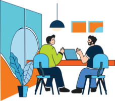 business people meeting in the conference room illustration in doodle style png