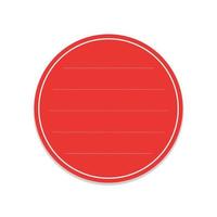 Round red sticky post note template. Taped office memo paper vector illustration.