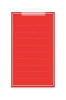 Vertical rectangle red sticky post note template. Taped office memo paper vector illustration.