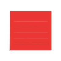 Square red sticky post note template. Taped office memo paper vector illustration.