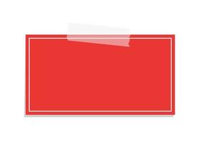 Rectangle red sticky post note template mockup. Taped office memo paper vector illustration.