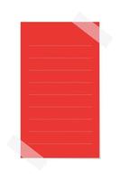 Vertical rectangle red sticky post note template. Taped office memo paper vector illustration.