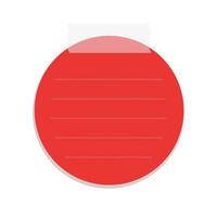 Round red sticky post note template. Taped office memo paper vector illustration.