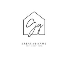 GG Initial letter handwriting and  signature logo. A concept handwriting initial logo with template element. vector