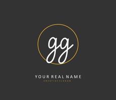 GG Initial letter handwriting and  signature logo. A concept handwriting initial logo with template element. vector