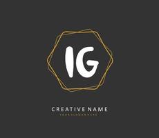 IG Initial letter handwriting and  signature logo. A concept handwriting initial logo with template element. vector