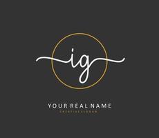 IG Initial letter handwriting and  signature logo. A concept handwriting initial logo with template element. vector