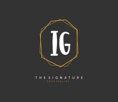 IG Initial letter handwriting and  signature logo. A concept handwriting initial logo with template element. vector