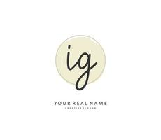 IG Initial letter handwriting and  signature logo. A concept handwriting initial logo with template element. vector