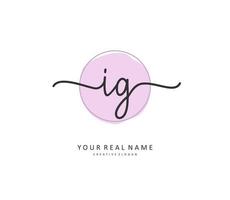 IG Initial letter handwriting and  signature logo. A concept handwriting initial logo with template element. vector