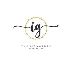 IG Initial letter handwriting and  signature logo. A concept handwriting initial logo with template element. vector