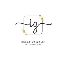 IG Initial letter handwriting and  signature logo. A concept handwriting initial logo with template element. vector