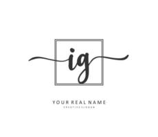 IG Initial letter handwriting and  signature logo. A concept handwriting initial logo with template element. vector