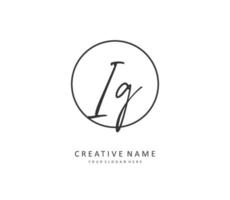 IG Initial letter handwriting and  signature logo. A concept handwriting initial logo with template element. vector