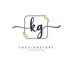 KG Initial letter handwriting and  signature logo. A concept handwriting initial logo with template element. vector