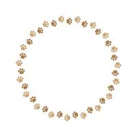 Round frame made of animal paw prints with empty space for your text and images. Cute dog paw print border. Vector illustration