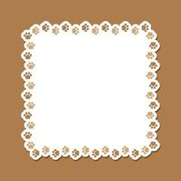 Square frame made of animal paw prints with empty space for your text and images. Cute dog paw print border. Vector illustration