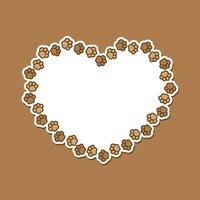 Heart shaped frame made of animal paw prints with empty space for your text and images. Cute Valentines, animal lover dog paw print border. vector