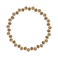 Round frame made of animal paw prints with empty space for your text and images. Cute dog paw print border. Vector illustration