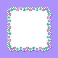 Square colorful pastel animal paw print frame with empty space for your text and images. Cute dog paw prints border. Vector illustration