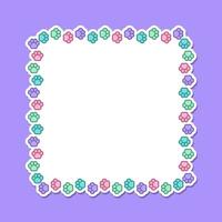 Square colorful pastel animal paw print frame with empty space for your text and images. Cute dog paw prints border. Vector illustration