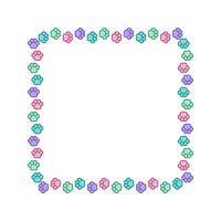 Square colorful pastel animal paw print frame with empty space for your text and images. Cute dog paw prints border. Vector illustration
