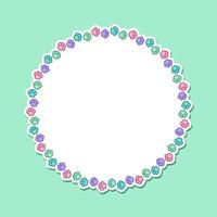 Round colorful pastel animal paw print frame with empty space for your text and images. Cute dog paw prints border. Vector illustration