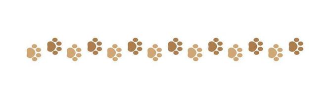 Cute pets, dog or cat footprints separator divider border. Simple paw print pattern, animal track walking vector illustration design element.