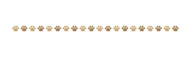 Cute pets, dog or cat footprints separator divider border. Simple paw print pattern, animal track walking vector illustration design element.