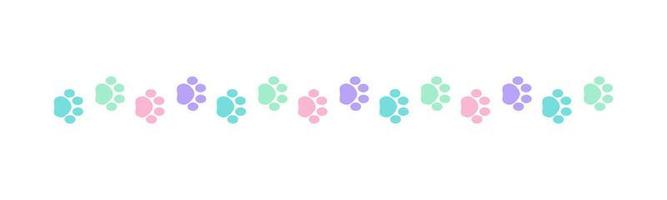 linda pastel huellas de mascotas, perro o gato separador borde. pata impresión patrón, animal pista caminando vector ilustración diseño elemento.