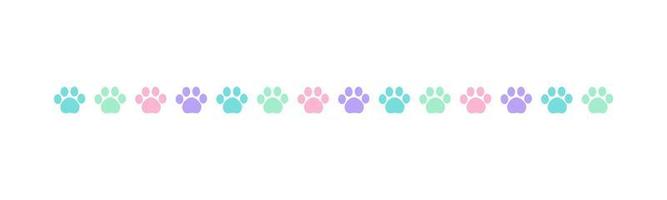 linda pastel huellas de mascotas, perro o gato separador borde. pata impresión patrón, animal pista caminando vector ilustración diseño elemento.