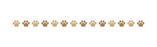Cute pets, dog or cat footprints separator divider border. Simple paw print pattern, animal track walking vector illustration design element.