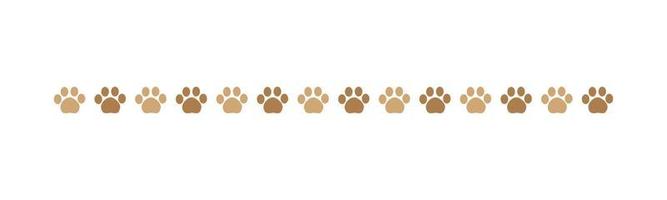 Cute pets, dog or cat footprints separator divider border. Simple paw print pattern, animal track walking vector illustration design element.