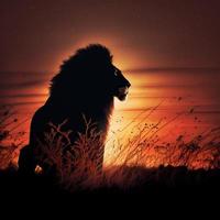 lion silhouette AI Generated photo