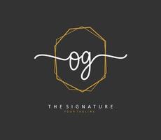 OG Initial letter handwriting and  signature logo. A concept handwriting initial logo with template element. vector