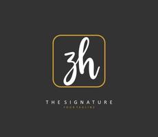 Z H ZH Initial letter handwriting and  signature logo. A concept handwriting initial logo with template element. vector