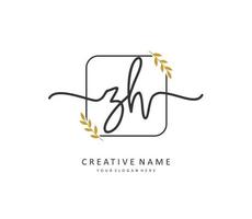 Z H ZH Initial letter handwriting and  signature logo. A concept handwriting initial logo with template element. vector